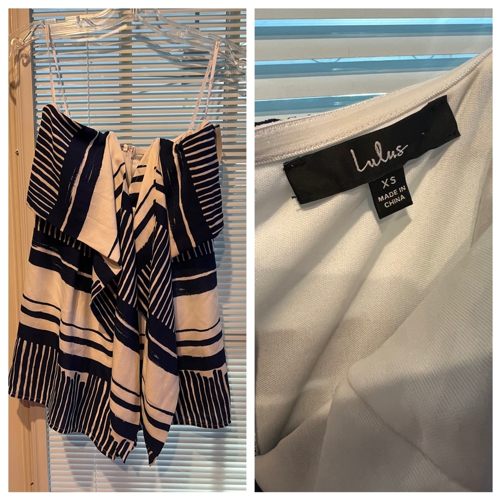 Lulu's Navy and White Striped Skirt